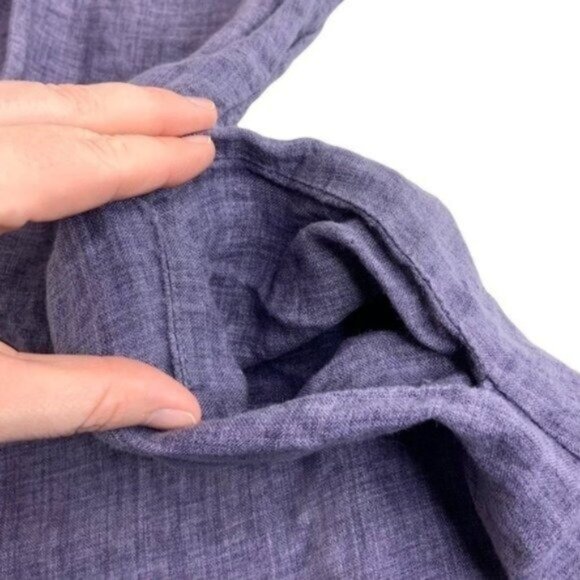 Malvin Linen Blue Chambray Scoopneck Shirt Dress - Picture 5 of 6